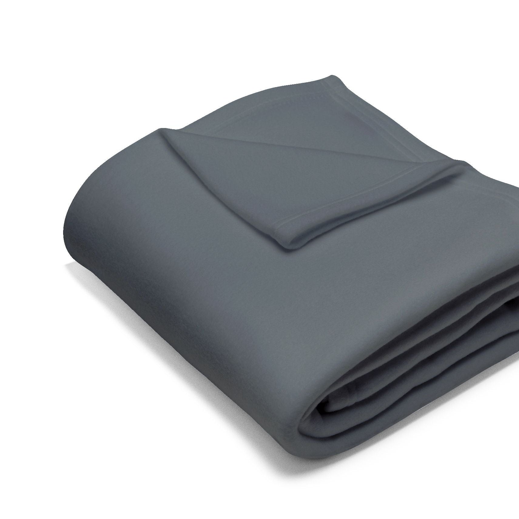 Folded gray blanket on a white background