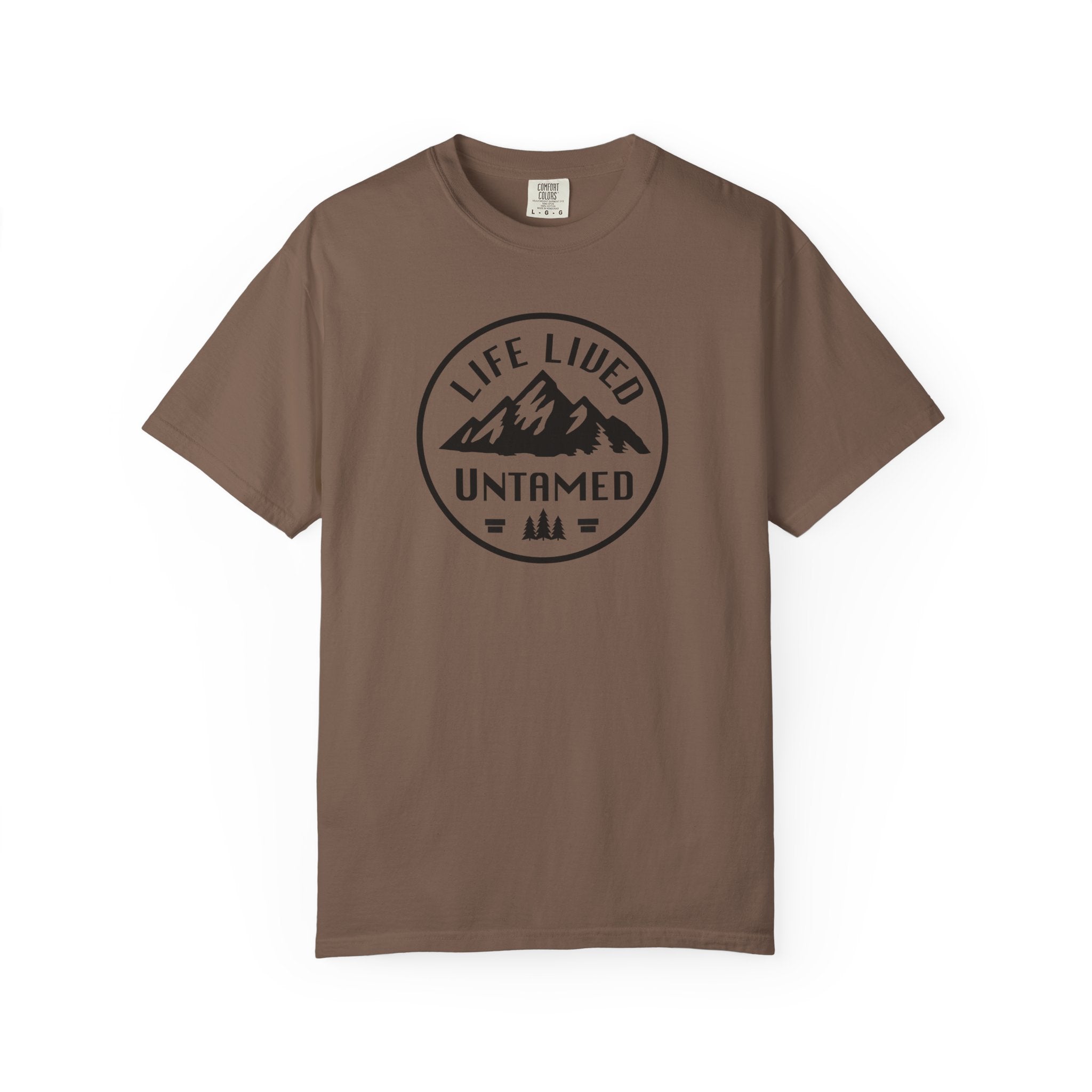 Expresso t-shirt with 'Life Lived Untamed' graphic on