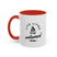 White mug with red interior and handle featuring 'Life Lived Untamed' text and graphic.
