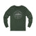 Green long-sleeve shirt with 'Life Lived Untamed' graphic on a white background
