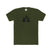 MilitaryGreen t-shirt with a black graphic of a bigfoot and trees on a white background