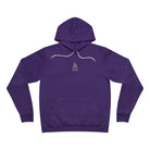 Team purple hoodie with a small campfire in the center of chest area