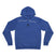 True royal blue hoodie with a small campfire in the center of chest area