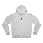 White hoodie with a small campfire in the center of chest area