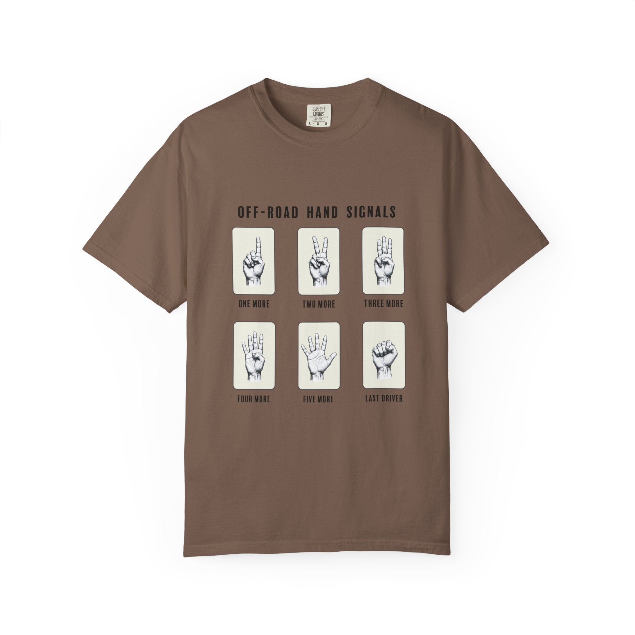 Off-road hand signal t-shirt in espresso color