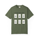 Sage Green t-shirt with off-road hand signals design on a white background