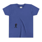 True Royal Blue t-shirt with small black Sasquatch graphic on lower front on a white background
