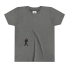 Deep Gray t-shirt with small black Sasquatch graphic on lower front on a white background