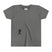 Deep Gray t-shirt with small black Sasquatch graphic on lower front on a white background