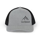 Heather Black and white cap with 'Live Untamed' logo on a white background
