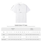 White t-shirt with measurement chart 