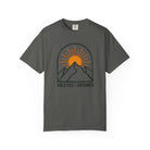 Gray t-shirt with 'Solstice Untamed' text on a white background