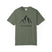 Moss green t-shirt with a mountain graphic and 'STILL STANDING' text on a white background