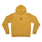 Yellow hoodie with a small campfire on the chest