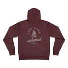 Maroon hoodie with 'Life Lived wtamed' graphic on the back against a white background