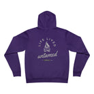 Team purple hoodie with 'Life Lived Unfamed' graphic on the back against a white background