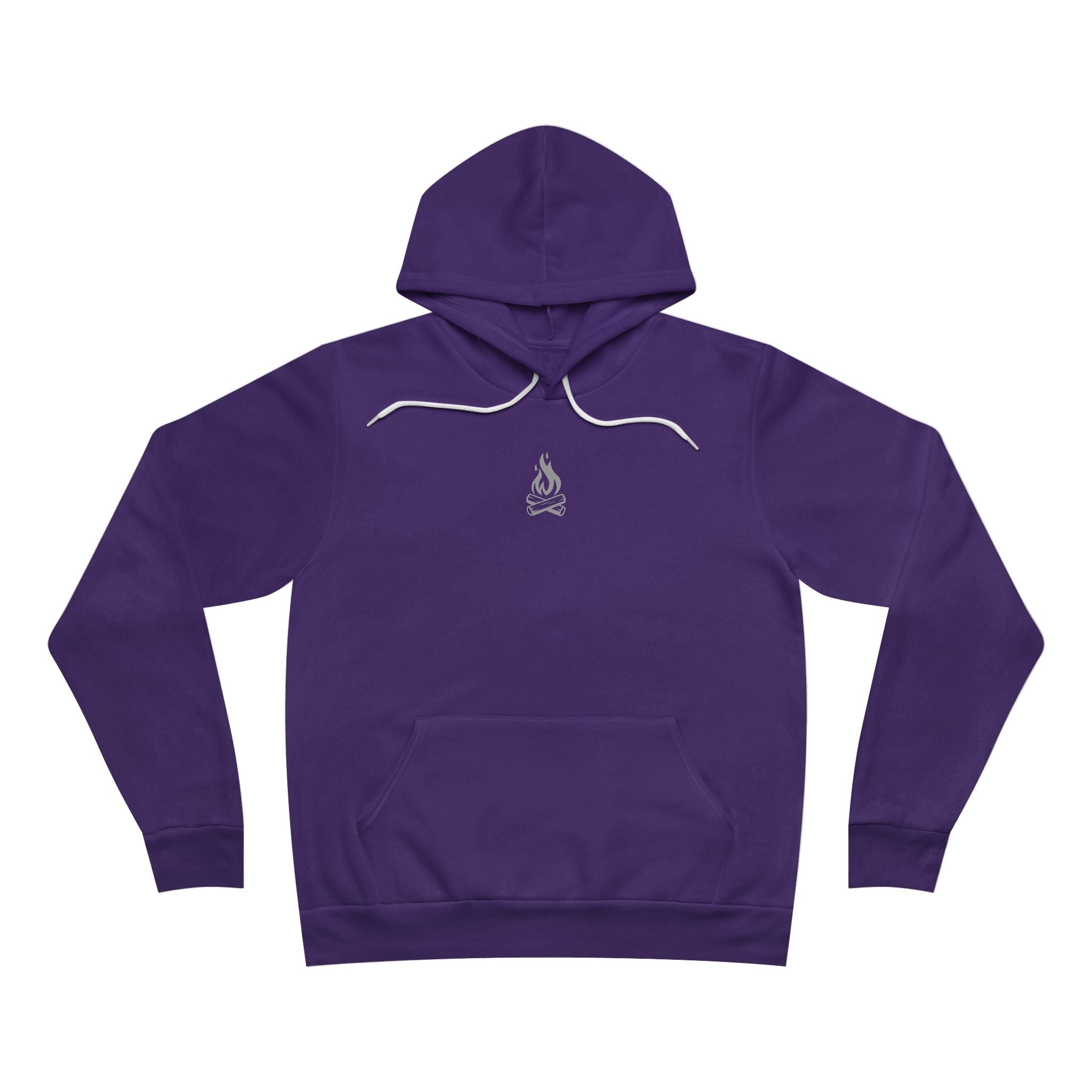 Team purple hoodie with a small campfire design in the chest area