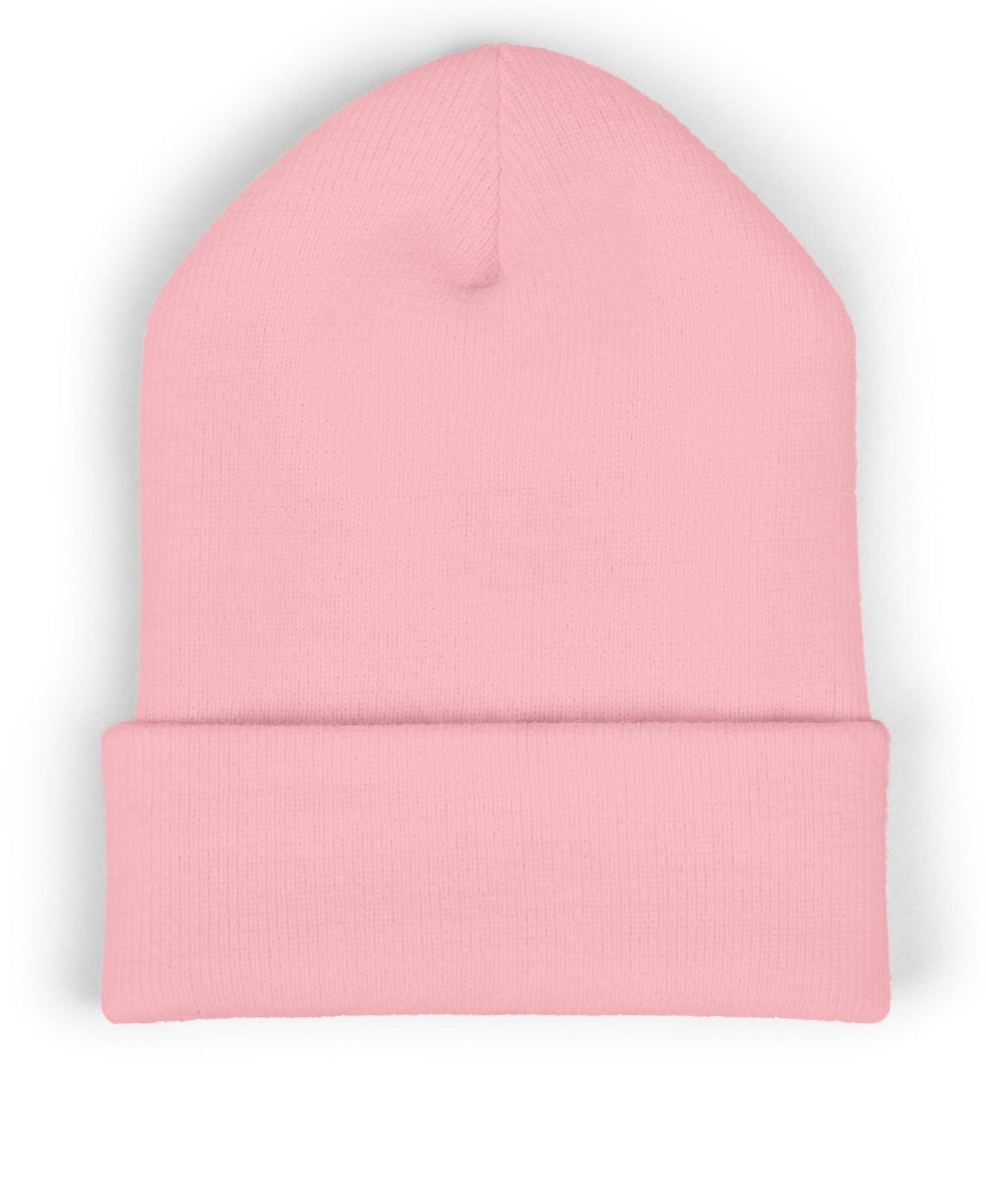 Back of pink beanie hat on a white background