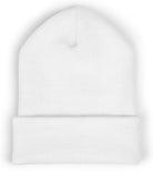 A back of white beanie on a white background