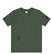 Women's heather forest t-shirt with small black Sasquatch graphic on lower front and a sleeve on a white background