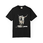 Black t-shirt with a graphic of a longhorn cow and the word 'untamed' on a white background