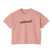 Women's 'Untamed' black script graphic on solid peach short-sleeve crewneck crop tee shirt
