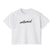 Women's 'Untamed' black script graphic on solid white short-sleeve crewneck crop tee shirt