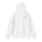 A white hoodie with a small 'Life Lived Untamed' logo on the back against a white background.