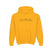 Gold Yellow hoodie with mountain, desert, and wave graphic on a white background