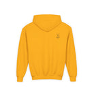 Gold Yellow hoodie with a small 'Life Lived Untamed' logo on the back against a white background