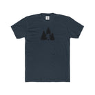 Navy blue t-shirt with a black trees and a bigfoot on a white background