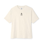 Bone t-shirt with a black campfire on a white background