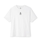 White t-shirt with a black camfire on a white background