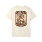 off road hand signal on the back of ivory shirt