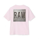 Soft Pink t-shirt with 'RAW' graphic on a white background