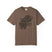Brown t-shirt with 'Tread Lightly' graphic on a white background