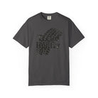 Graphite gray t-shirt with a black Tread Lightly graphic on it