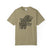 Khaki t-shirt with 'Tread Lightly' graphic design on
