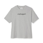 Athletic Heather Gray Boxy T-Shirt (90% Cotton/10% Poly) with Unplug Yourself design.